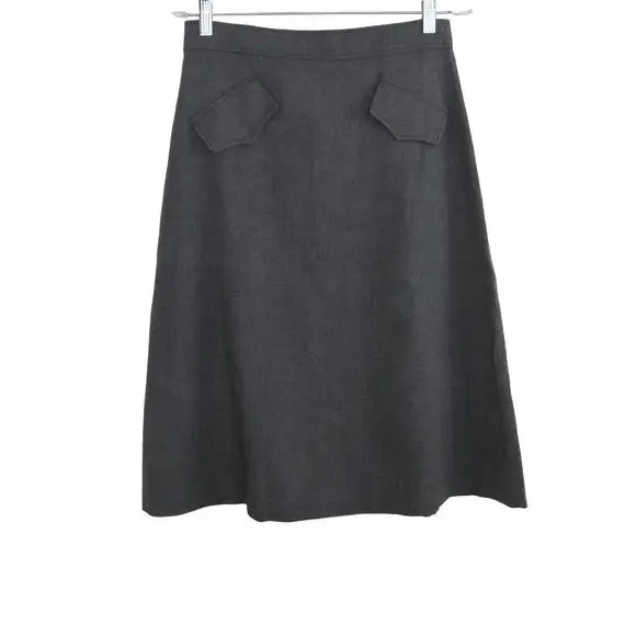 Handmade Vintage Skirt Charcoal Gray High Rise A-Line Mini Skirt 28" - Picture 2 of 3